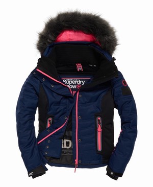 Superdry Luxe Snow Puffer Női Kabát Sötétkék | CEALH2697